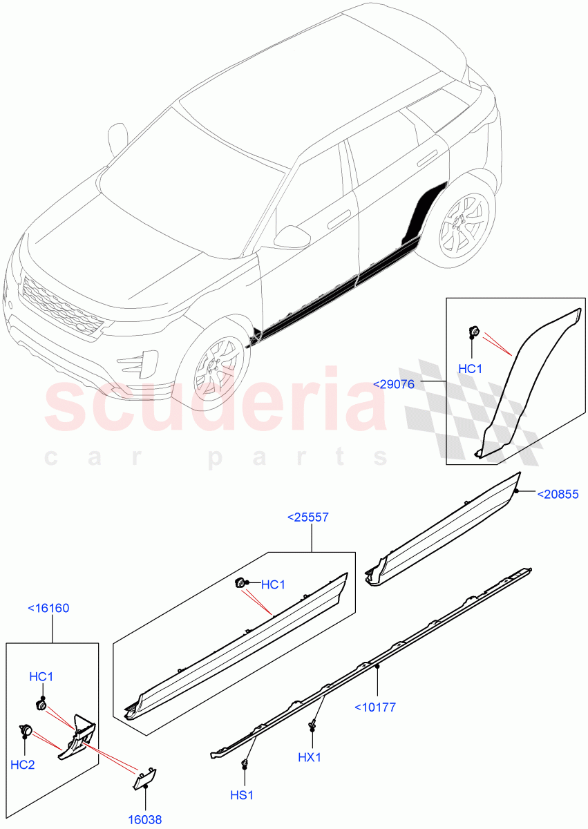 Body Mouldings (Itatiaia (Brazil)) of Land Rover Land Rover Range Rover Evoque (2019+) [2.0 Turbo Diesel AJ21D4]