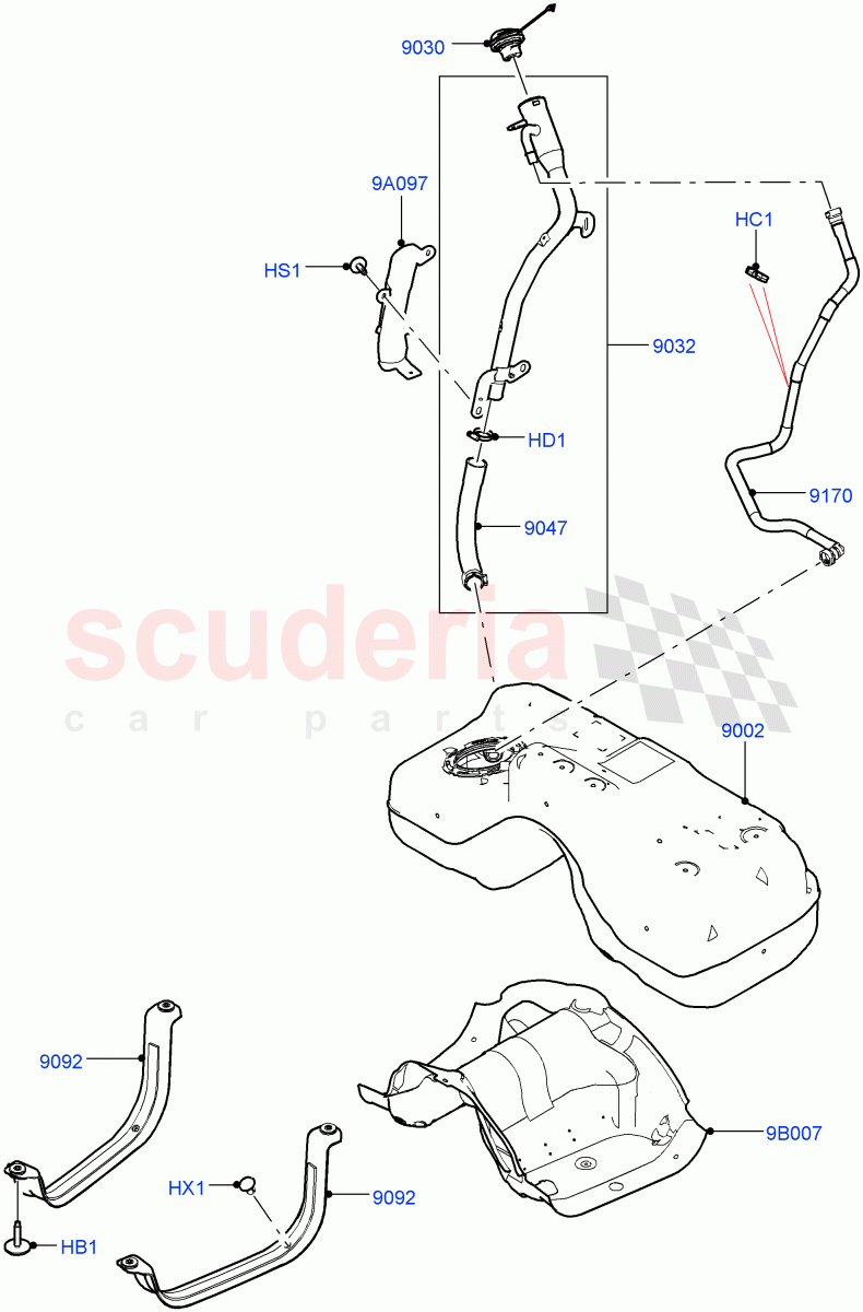 Fuel Tank & Related Parts (1.5L AJ20P3 Petrol High, Halewood (UK)) ((V) FROMMH000001) of Land Rover Land Rover Range Rover Evoque (2019+) [1.5 I3 Turbo Petrol AJ20P3]