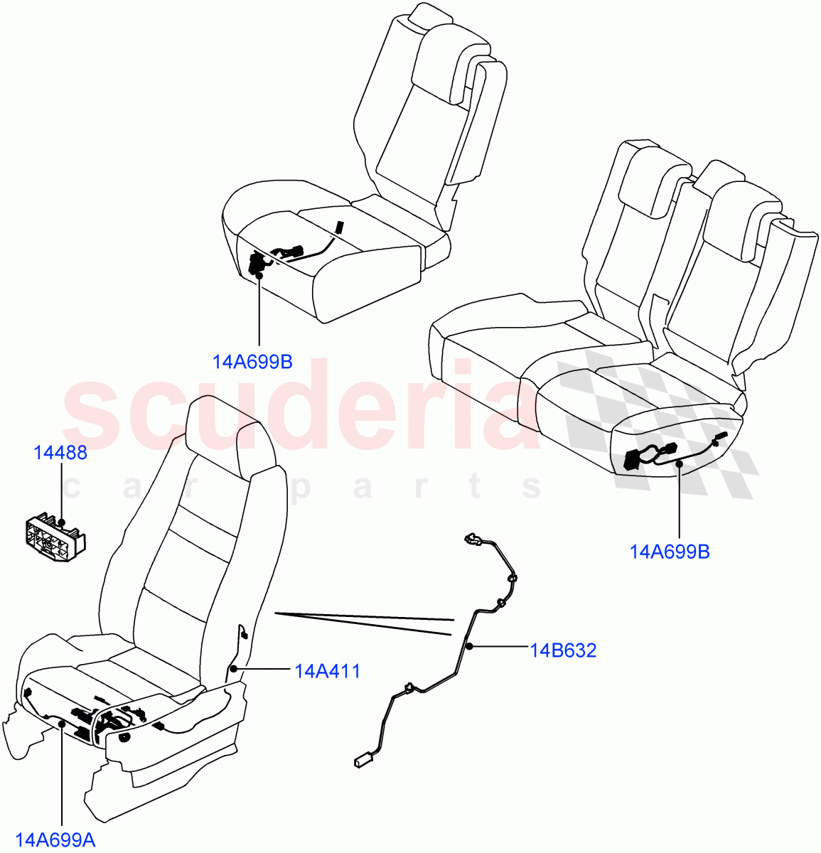 Electrical Wiring - Body And Rear (Seats) ((V) TO9A999999) of Land Rover Land Rover Range Rover Sport (2005-2009) [2.7 Diesel V6]