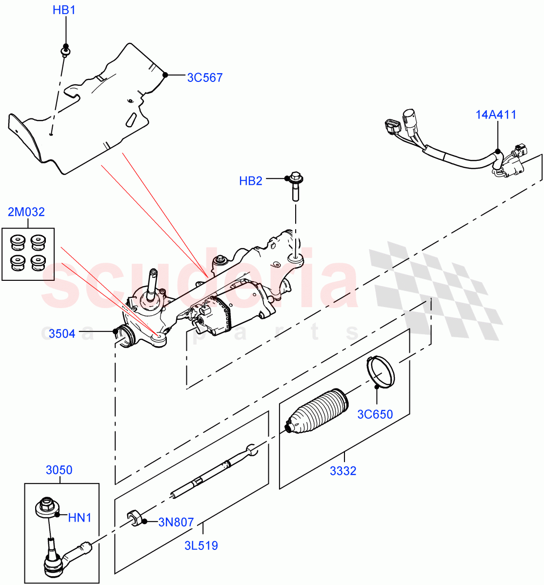 Steering Gear (Changsu (China)) of Land Rover Land Rover Range Rover Evoque (2019+) [2.0 Turbo Petrol AJ200P]