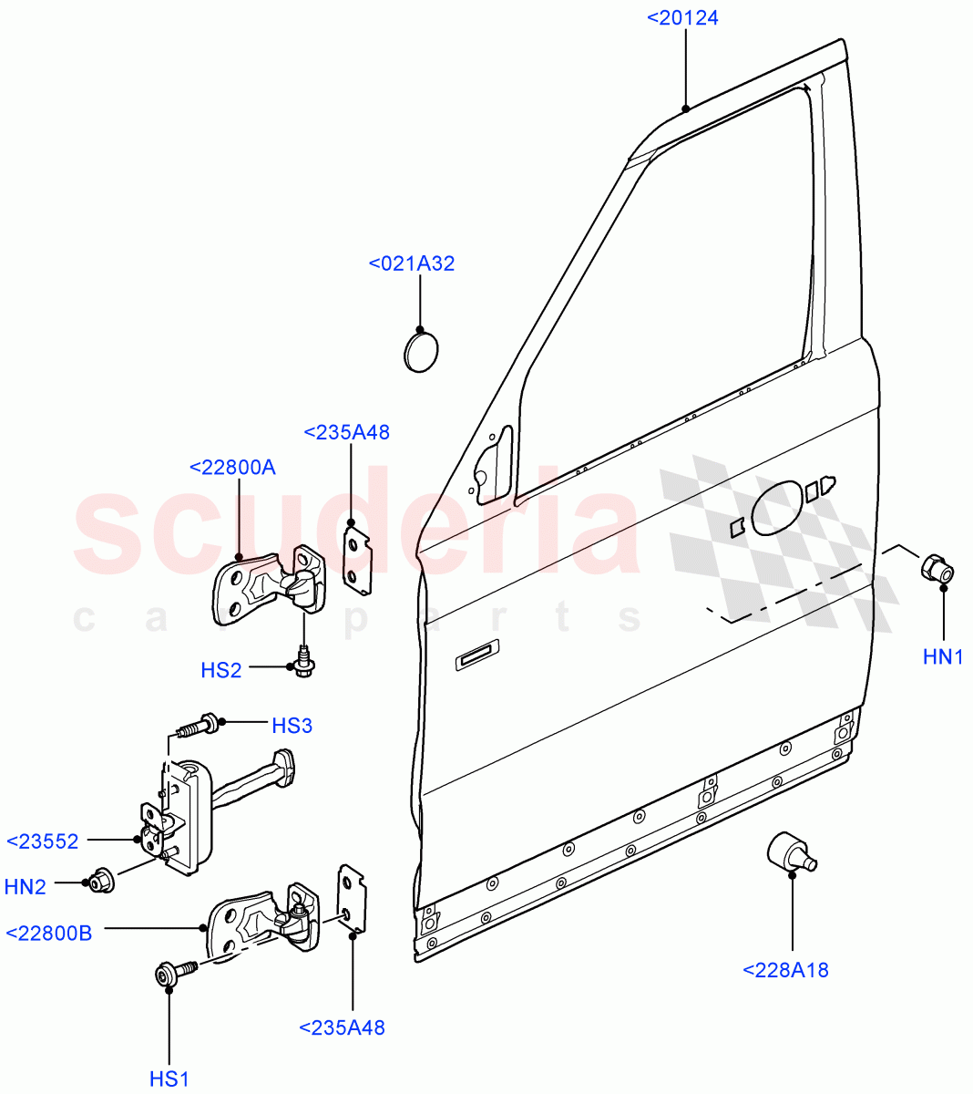 Front Doors, Hinges & Weatherstrips (Door And Fixings) ((V) TO9A999999) of Land Rover Land Rover Range Rover Sport (2005-2009) [4.4 AJ Petrol V8]