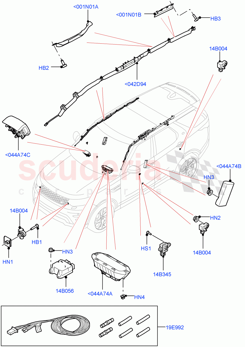 Airbag System (Airbag Modules, Nitra Plant Build) ((V) FROMK2000001) of Land Rover Land Rover Discovery 5 (2017+) [3.0 I6 Turbo Diesel AJ20D6]