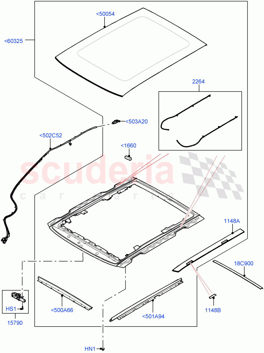 Sliding Roof Mechanism And Controls (Sunroof Frame) (With Roof Conversion-Panorama Roof) of Land Rover Land Rover Range Rover (2022+) [4.4 V8 Turbo Petrol NC10]