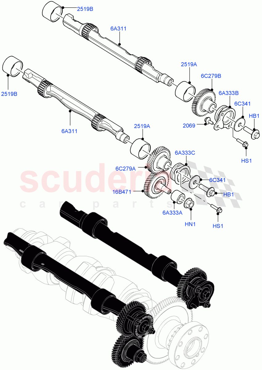 Balance Shafts And Drive (2.0L AJ21D4 Diesel Mid, Halewood (UK)) ((V) FROMMH000001) of Land Rover Land Rover Discovery Sport (2015+) [2.0 Turbo Diesel AJ21D4]