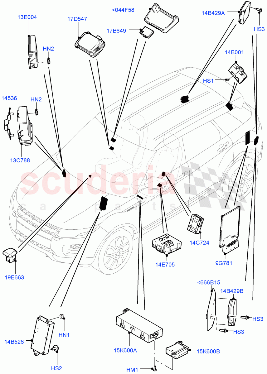 Vehicle Modules And Sensors (Halewood (UK)) of Land Rover Land Rover Range Rover Evoque (2012-2018) [2.0 Turbo Petrol GTDI]