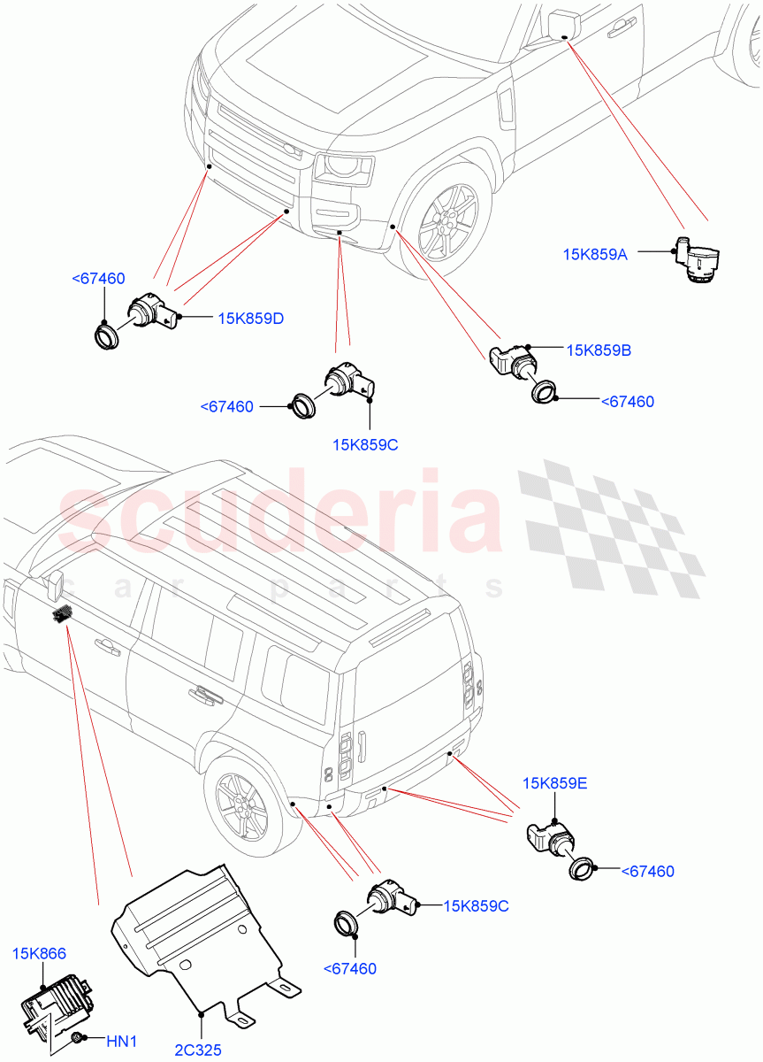 Parking Distance Control of Land Rover Land Rover Defender (2020+) [3.0 I6 Turbo Petrol AJ20P6]