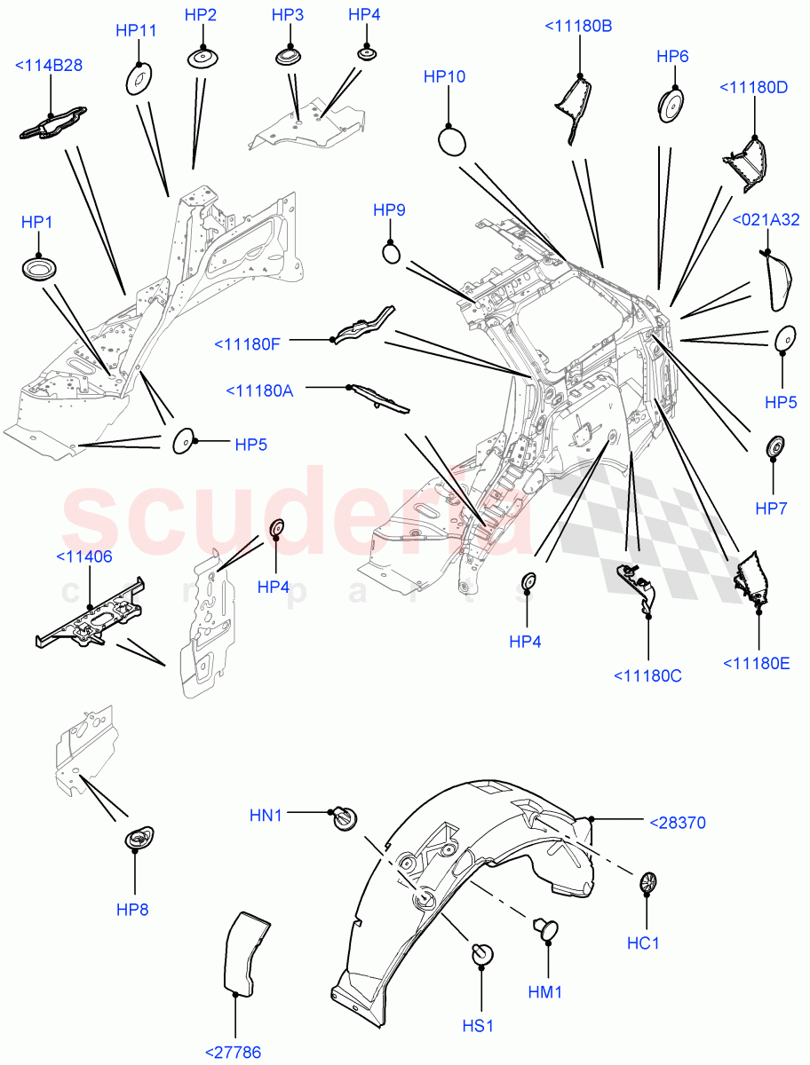 Side Panels - Inner (Middle - Rear, Inner - Rear, Wheelarch) of Land Rover Land Rover Range Rover Sport (2014+) [3.0 I6 Turbo Diesel AJ20D6]