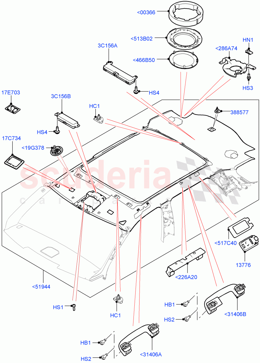 Headlining And Sun Visors (With Roof Conversion-Panorama Roof, Changsu (China)) ((V) FROMFG000001) of Land Rover Land Rover Discovery Sport (2015+) [1.5 I3 Turbo Petrol AJ20P3]