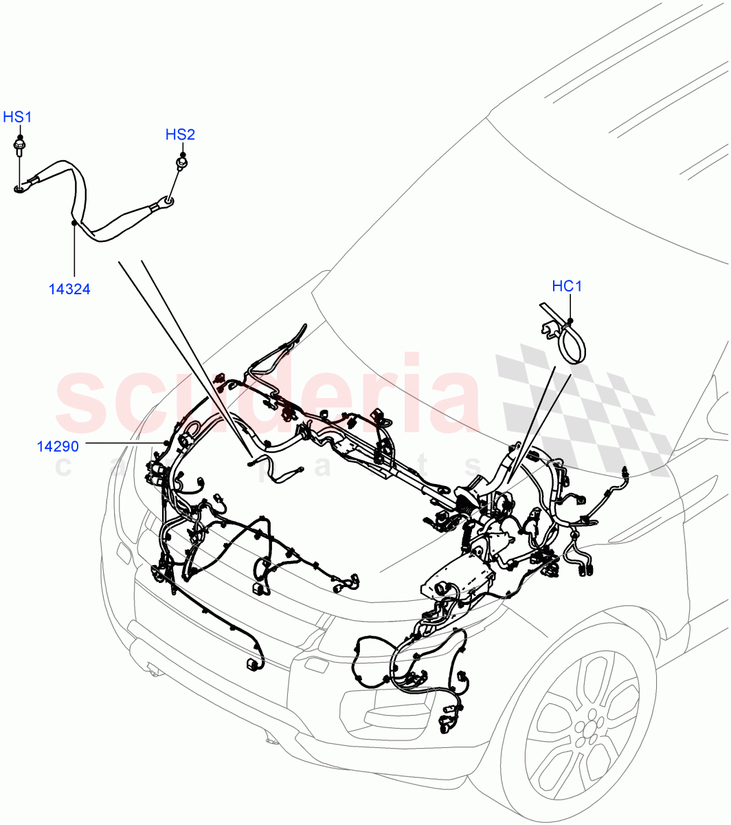 Electrical Wiring - Engine And Dash (Engine Compartment) (Itatiaia (Brazil)) ((V) FROMGT000001) of Land Rover Land Rover Range Rover Evoque (2012-2018) [2.2 Single Turbo Diesel]