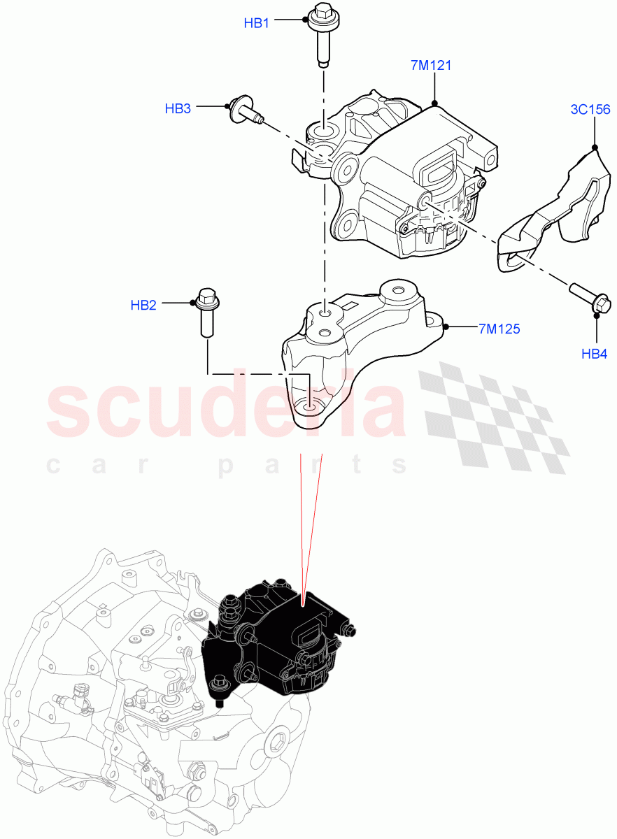 Transmission Mounting (2.0L AJ20D4 Diesel LF PTA, 6 Speed Manual Trans BG6, Halewood (UK), 2.0L AJ20D4 Diesel Mid PTA) ((V) FROMLH000001) of Land Rover Land Rover Discovery Sport (2015+) [2.0 Turbo Petrol AJ200P]