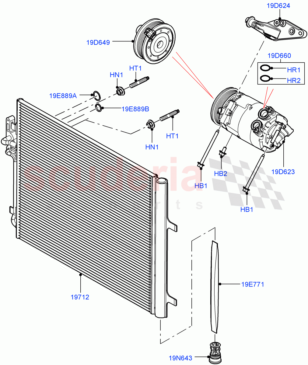 Air Conditioning Condensr/Compressr (2.0L 16V TIVCT T/C 240PS Petrol, Itatiaia (Brazil)) ((V) FROMGT000001) of Land Rover Land Rover Range Rover Evoque (2012-2018) [2.0 Turbo Petrol AJ200P]