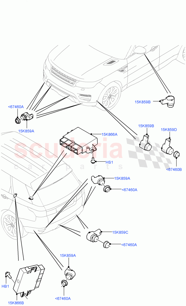 Parking Distance Control ((V) TOHA999999) of Land Rover Land Rover Range Rover Sport (2014+) [3.0 DOHC GDI SC V6 Petrol]
