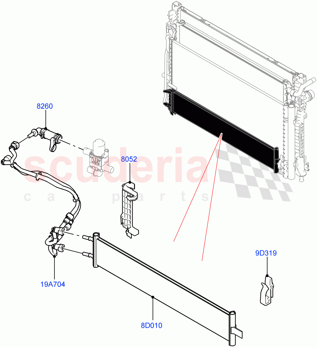 Cooling System - Traction battery (1.5L AJ20P3 Petrol High PHEV, Halewood (UK)) ((V) FROMLH000001) of Land Rover Land Rover Discovery Sport (2015+) [1.5 I3 Turbo Petrol AJ20P3]
