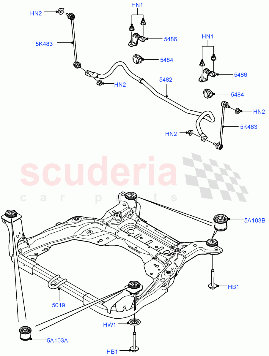 Front Cross Member & Stabilizer Bar (Changsu (China)) ((V) FROMFG000001, (V) TOKG446856) of Land Rover Land Rover Discovery Sport (2015+) [1.5 I3 Turbo Petrol AJ20P3]