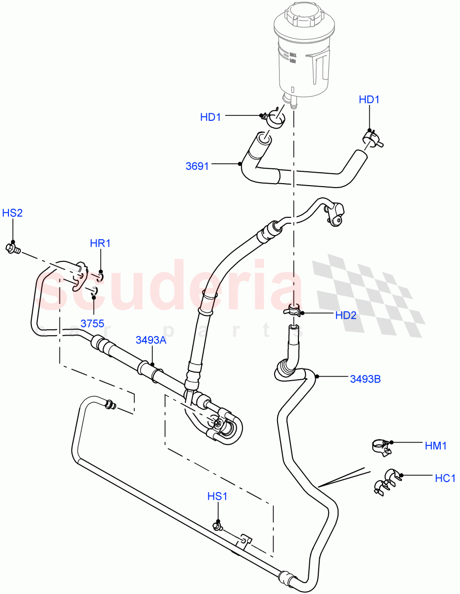 Supply & Return Hoses - Power Strg (3.0 V6 Diesel) ((V) FROMAA000001) of Land Rover Land Rover Discovery 4 (2010-2016) [5.0 OHC SGDI NA V8 Petrol]