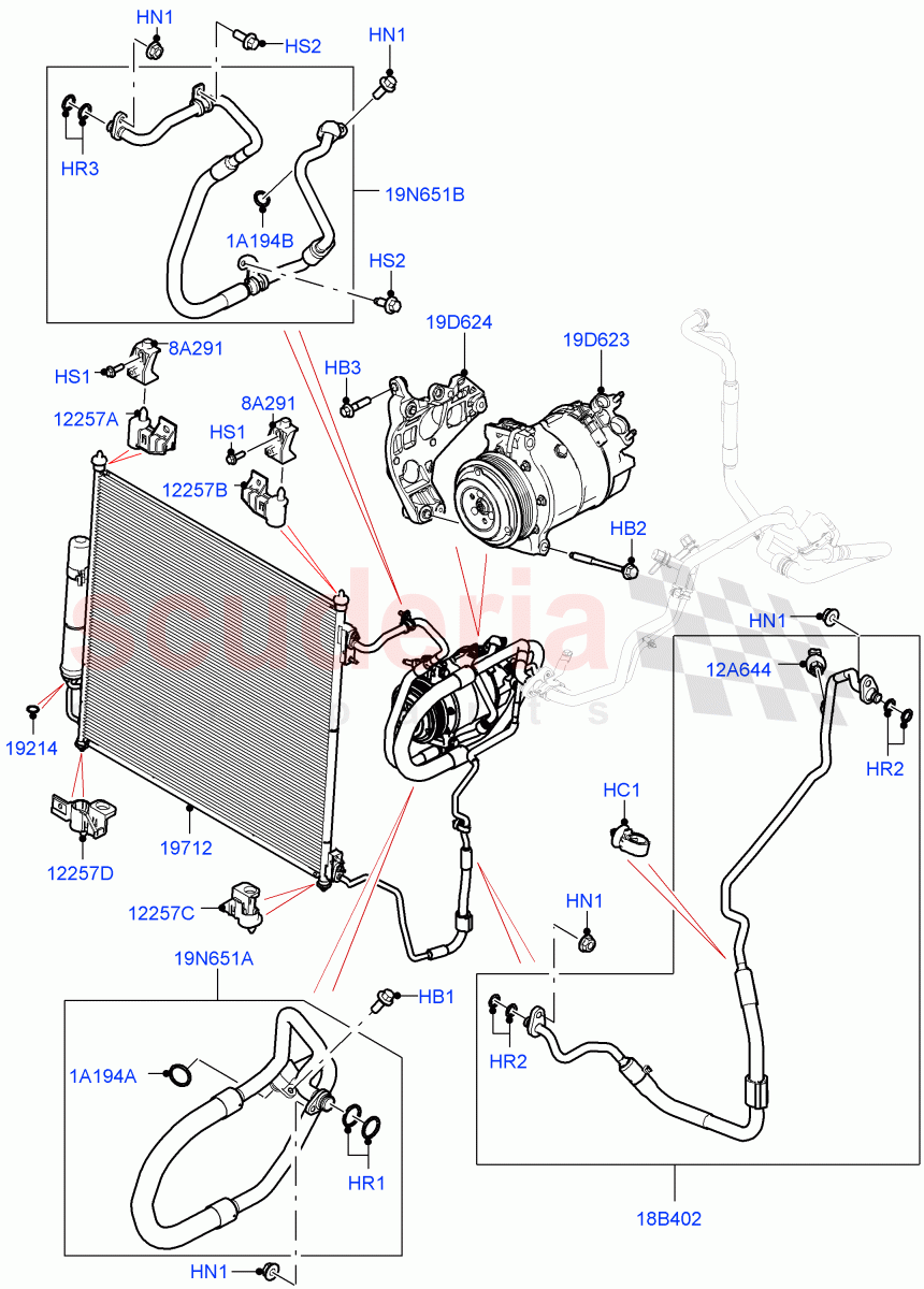 Air Conditioning Condensr/Compressr (Front) (3.0L AJ20D6 Diesel High, 3.0L AJ20P6 Petrol High) ((V) FROMM2000001) of Land Rover Land Rover Defender (2020+) [2.0 Turbo Petrol AJ200P]