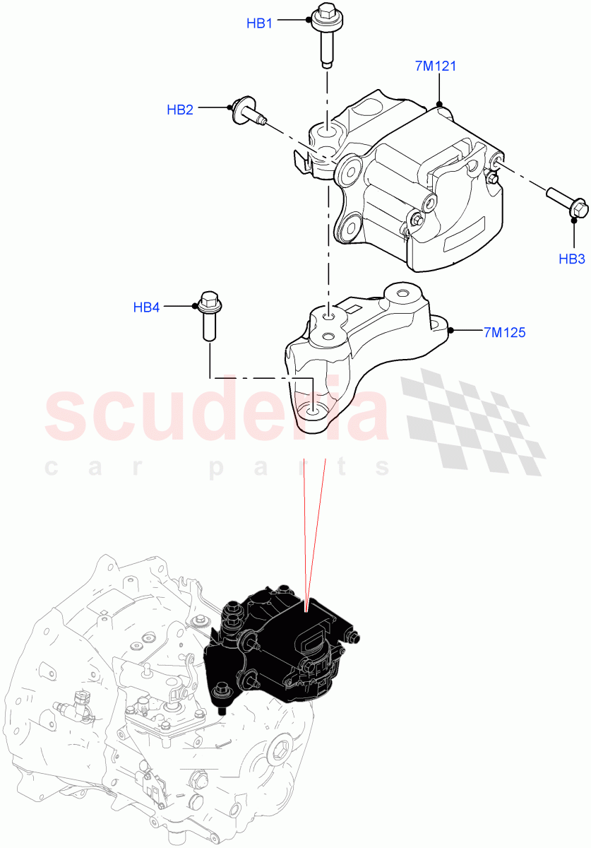 Transmission Mounting (2.0L AJ21D4 Diesel Mid, 6 Speed Manual Trans BG6, Itatiaia (Brazil)) of Land Rover Land Rover Range Rover Evoque (2019+) [2.0 Turbo Diesel]
