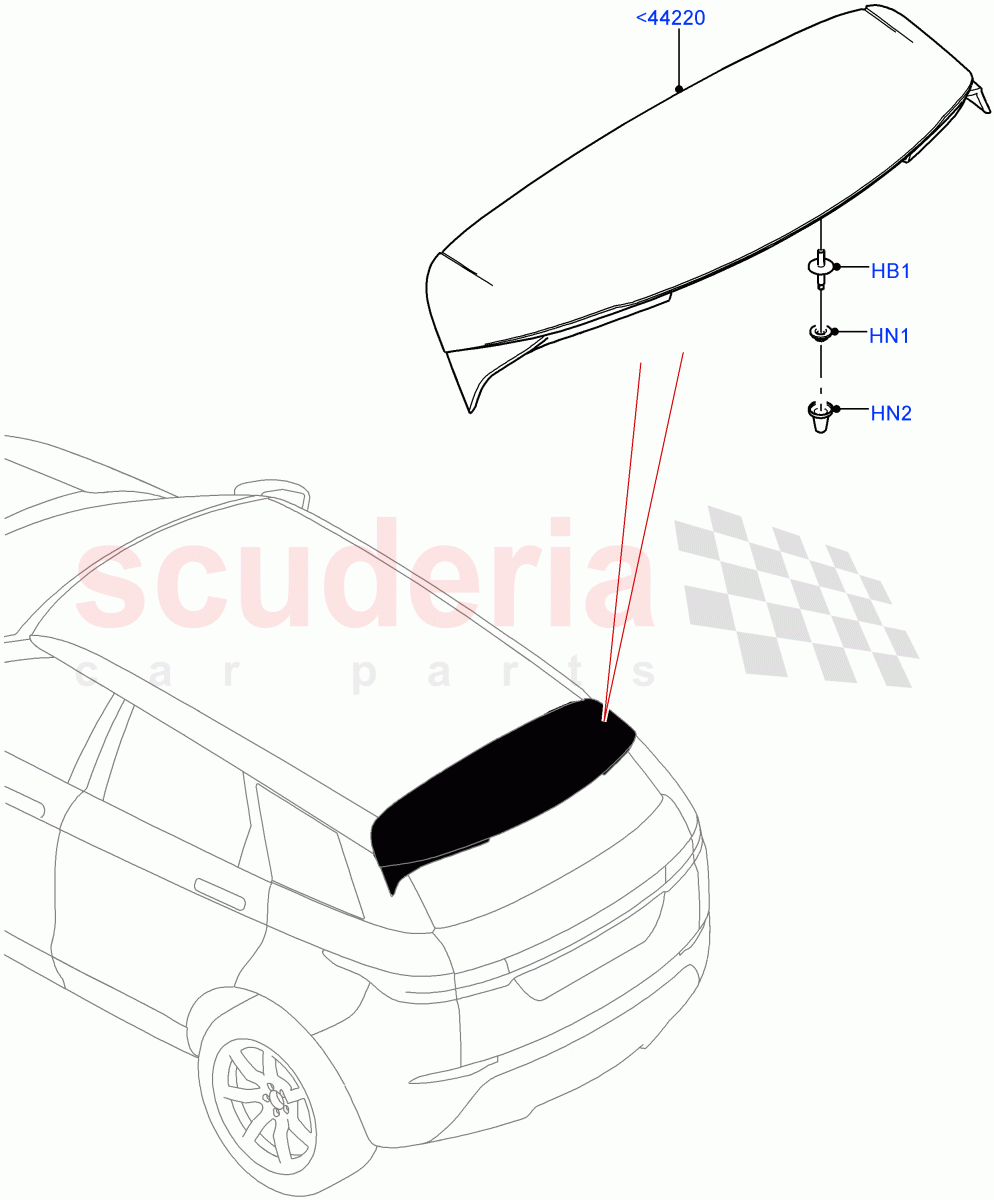 Spoiler And Related Parts (Changsu (China)) of Land Rover Land Rover Range Rover Evoque (2019+) [1.5 I3 Turbo Petrol AJ20P3]