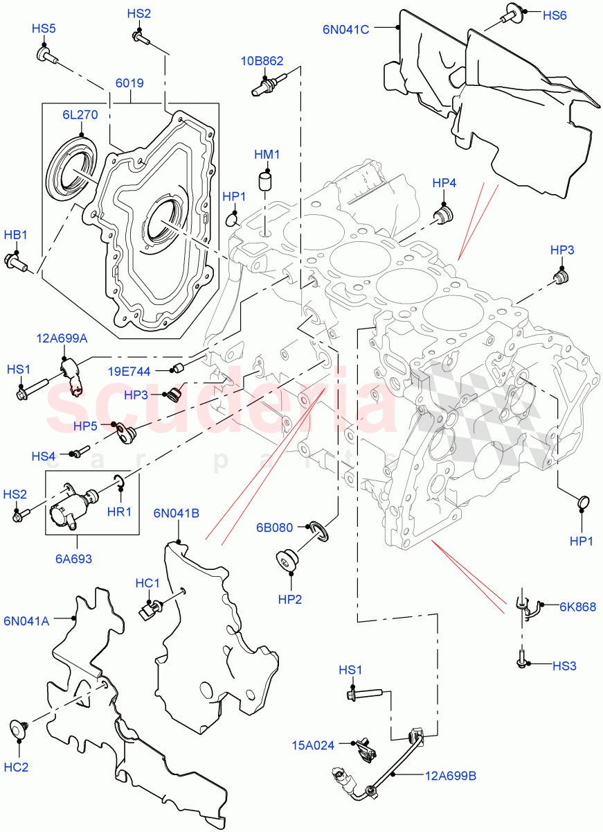 Cylinder Block And Plugs (2.0L AJ20P4 Petrol E100 PTA, 2.0L AJ20P4 Petrol High PTA, 2.0L AJ20P4 Petrol Mid PTA) ((V) FROMPH000001) of Land Rover Land Rover Range Rover Evoque (2019+) [2.0 Turbo Petrol AJ200P]