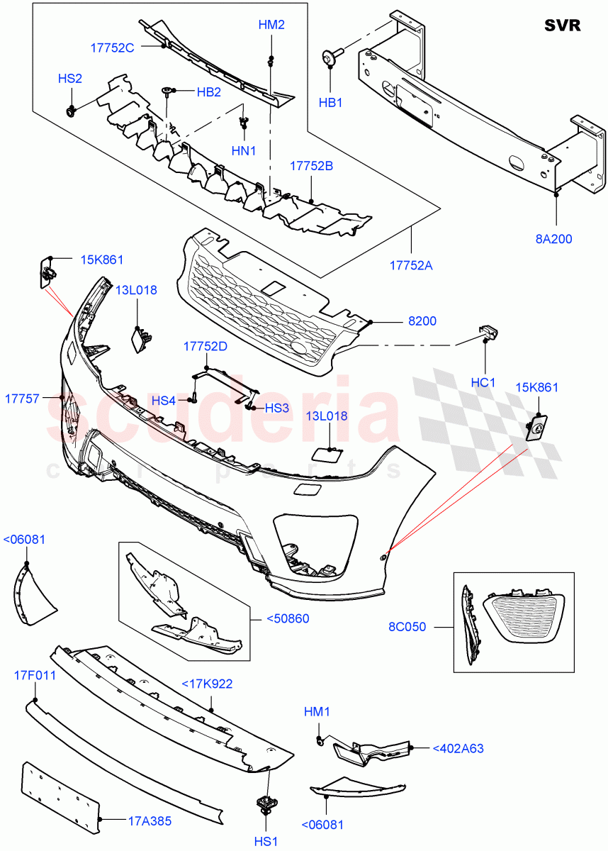 Radiator Grille And Front Bumper (SVR Version, SVR) ((V) FROMJA000001) of Land Rover Land Rover Range Rover Sport (2014+) [2.0 Turbo Diesel]