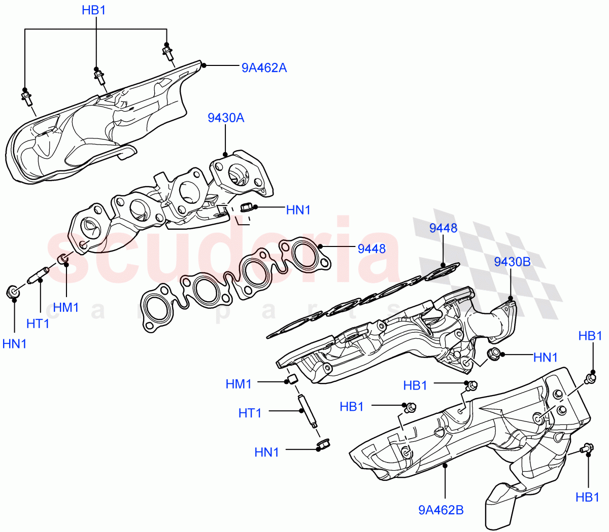 Exhaust Manifold (3.6L V8 32V DOHC EFi Diesel Lion) ((V) FROMAA000001) of Land Rover Land Rover Range Rover (2010-2012) [3.6 V8 32V DOHC EFI Diesel]