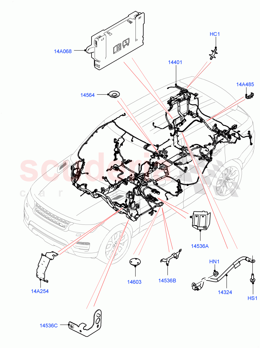 Electrical Wiring - Engine And Dash (Main Harness) ((V) FROMGA000001) of Land Rover Land Rover Range Rover Sport (2014+) [3.0 I6 Turbo Diesel AJ20D6]