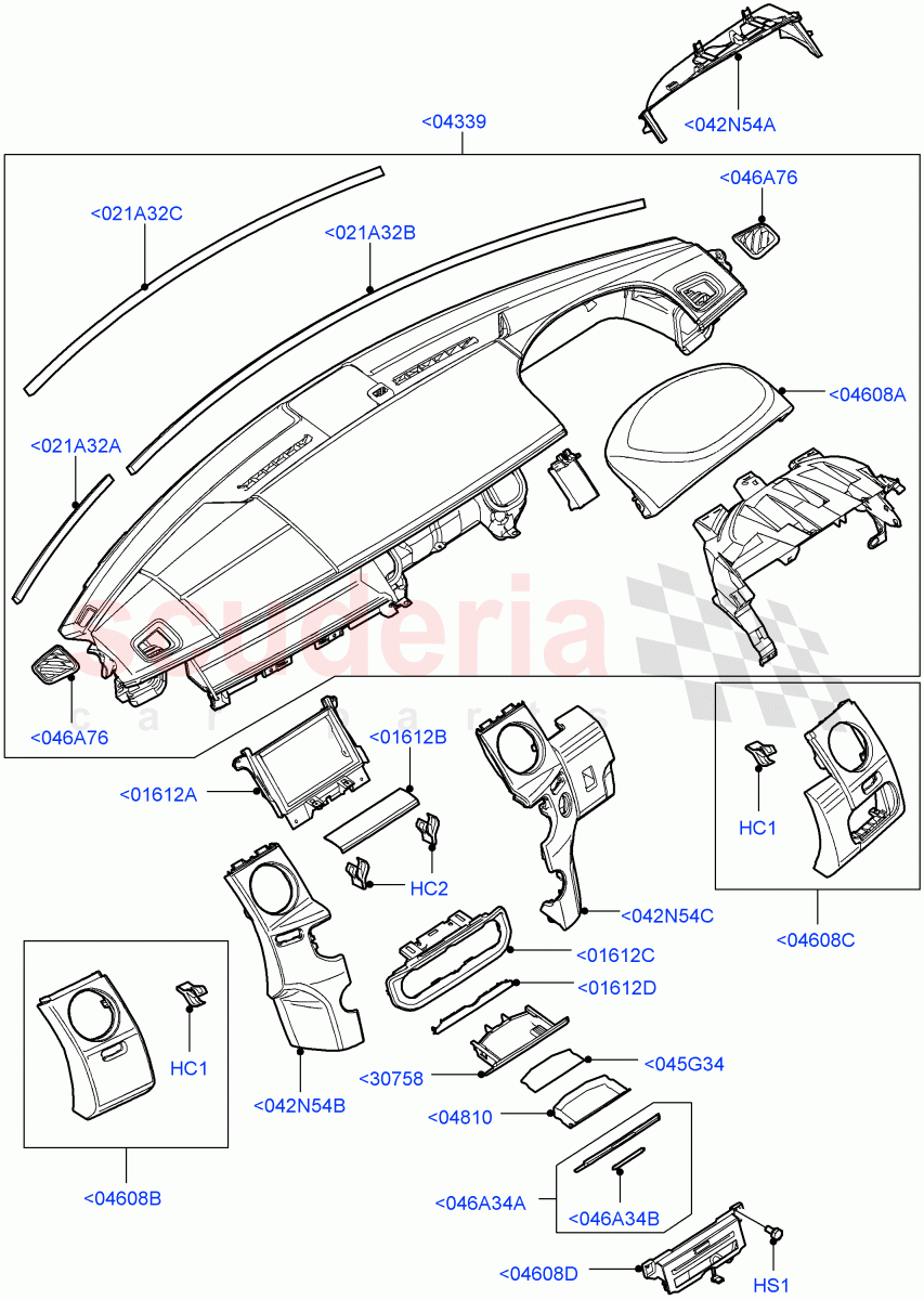 Instrument Panel (Upper, External) ((V) FROMAA000001) of Land Rover Land Rover Discovery 4 (2010-2016) [3.0 Diesel 24V DOHC TC]