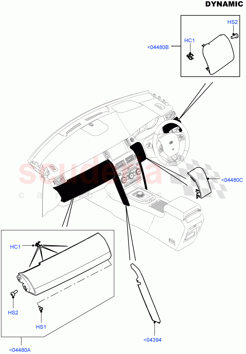 Instrument Panel (External, Dynamic Pack) (Halewood (UK), Dual Exhaust - Dynamic, PVC Triton Grain Facia) ((V) FROMGH000001, (V) TOKH999999) of Land Rover Land Rover Discovery Sport (2015+) [2.0 Turbo Petrol GTDI]