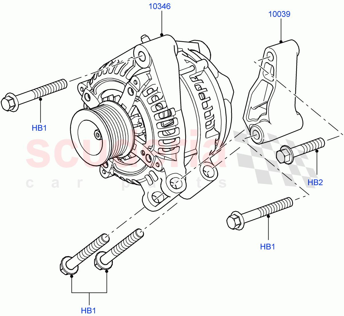 Alternator And Mountings (3.6L V8 32V DOHC EFi Diesel Lion) ((V) FROMAA000001) of Land Rover Land Rover Range Rover (2010-2012) [3.6 V8 32V DOHC EFI Diesel]
