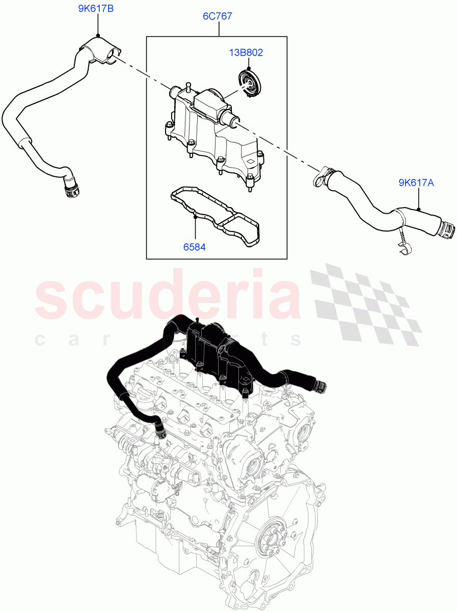 Emission Control - Crankcase (2.0L AJ20P4 Petrol E100 PTA, Halewood (UK), 2.0L AJ20P4 Petrol Mid PTA, 2.0L AJ20P4 Petrol High PTA) of Land Rover Land Rover Discovery Sport (2015+) [2.0 Turbo Petrol AJ200P]