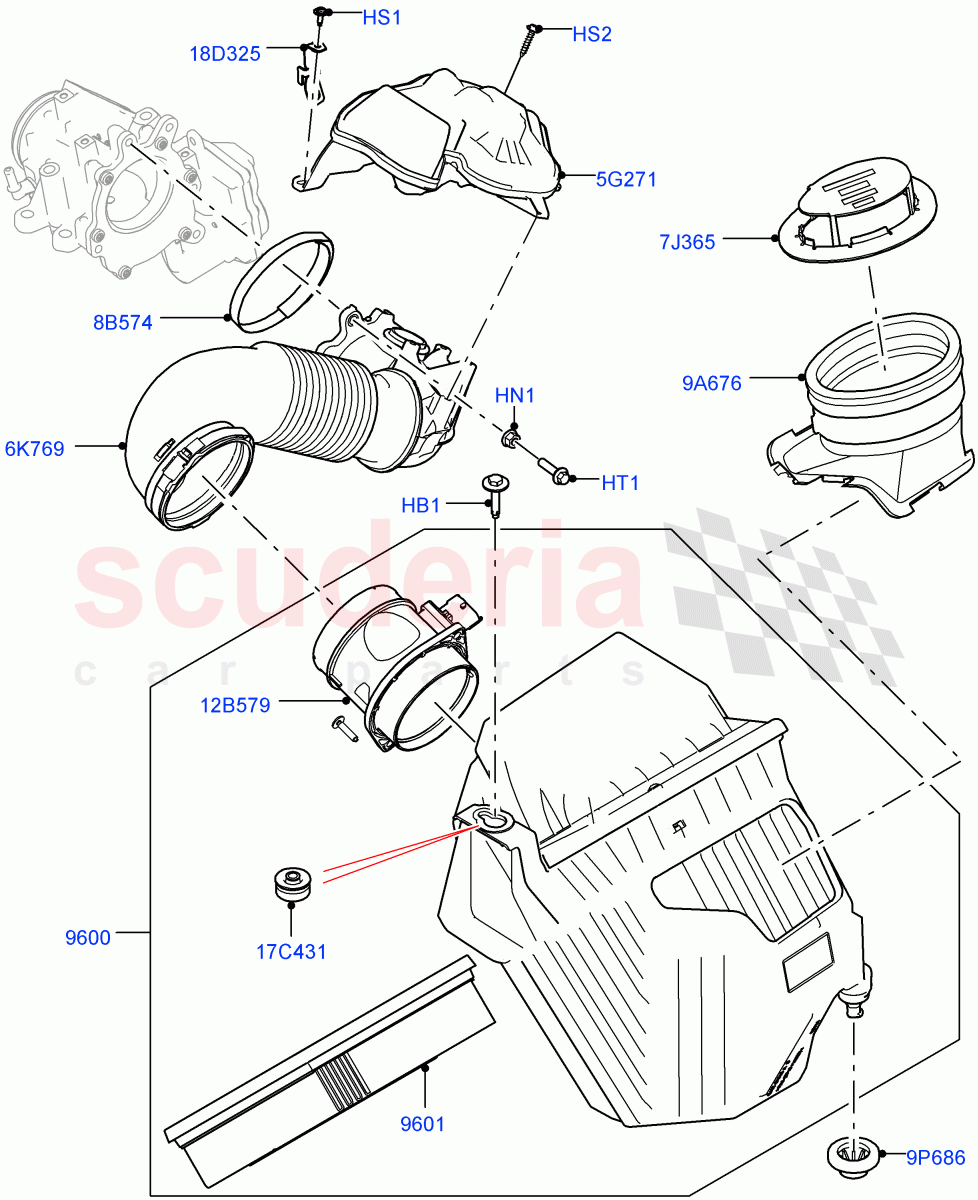 Air Cleaner (2.0L AJ20D4 Diesel LF PTA, Halewood (UK), 2.0L AJ20D4 Diesel High PTA, 2.0L AJ20D4 Diesel Mid PTA) of Land Rover Land Rover Discovery Sport (2015+) [2.0 Turbo Diesel]