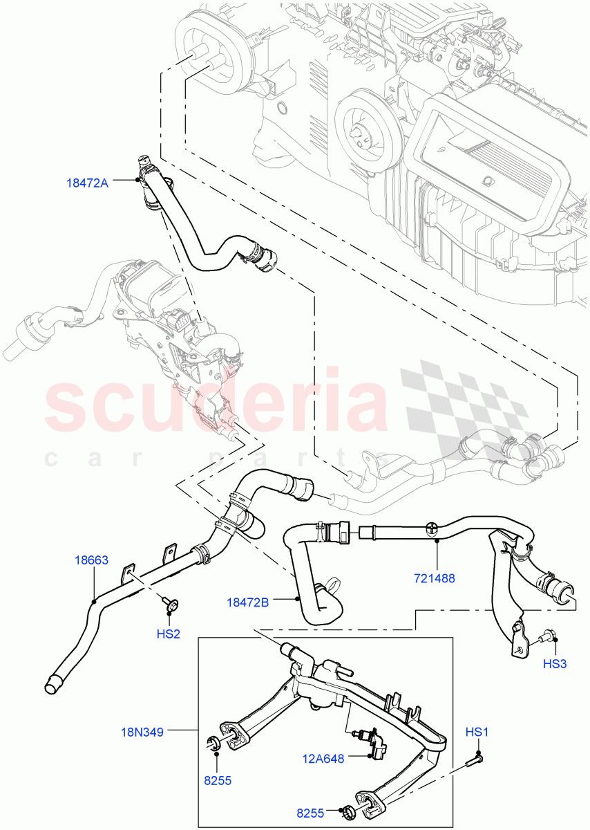 Heater Hoses (Front) (3.0L DOHC GDI SC V6 PETROL, Fuel Fired Heater With Park Heat, Fuel Heater W/Pk Heat With Remote) ((V) FROMKA000001) of Land Rover Land Rover Range Rover (2012-2021) [5.0 OHC SGDI NA V8 Petrol]