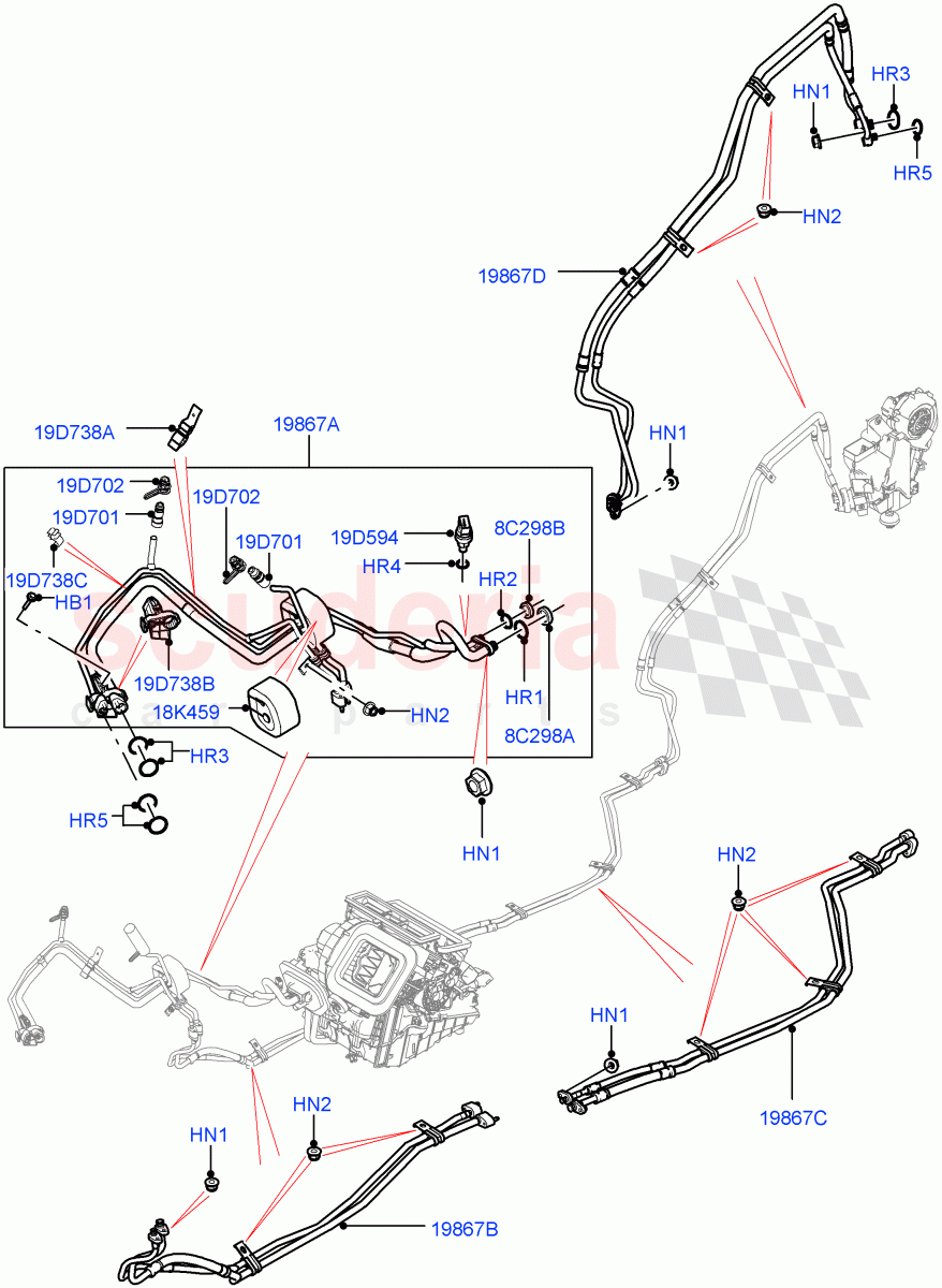 Air Conditioning System (Halewood (UK), Climate Control - Chiller Unit, Air Conditioning Refrigerant-R134A) ((V) TOKH999999) of Land Rover Land Rover Discovery Sport (2015+) [2.0 Turbo Diesel AJ21D4]