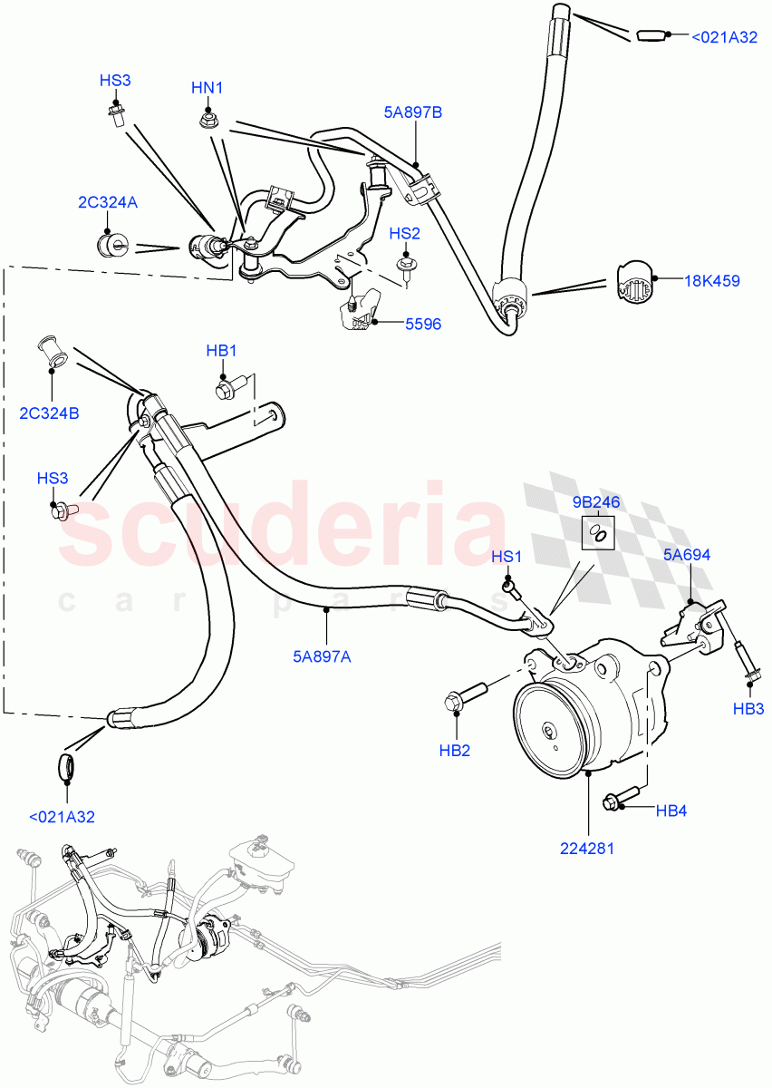 Active Anti-Roll Bar System (High Pressure Pipes, ARC Pump) (4.4L DOHC DITC V8 Diesel) ((V) FROMEA000001, (V) TOHA999999) of Land Rover Land Rover Range Rover Sport (2014+) [5.0 OHC SGDI SC V8 Petrol]