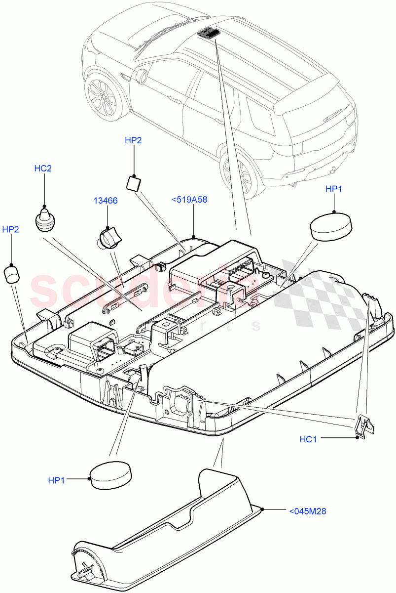 Console - Overhead (Changsu (China)) ((V) FROMFG000001) of Land Rover Land Rover Discovery Sport (2015+) [2.2 Single Turbo Diesel]