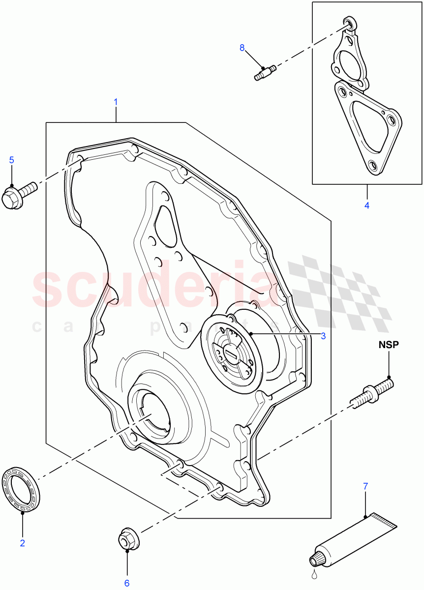 Timing Gear Covers (2.4L Duratorq-TDCi HPCR (140PS) -Puma) ((V) FROM7A000001, (V) TOBA999999) of Land Rover Land Rover Defender (2007-2016)