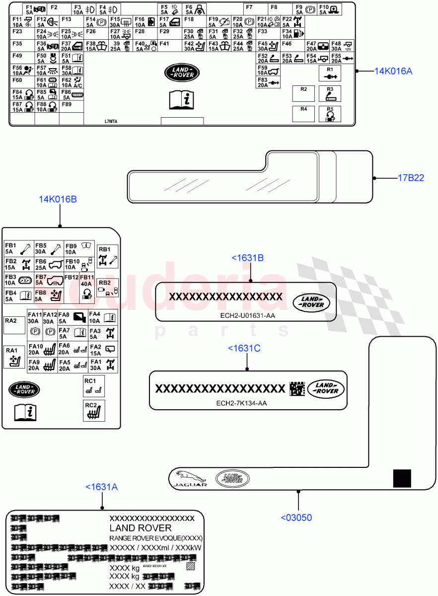 Labels (Information) (Changsu (China)) ((V) FROMEG000001) of Land Rover Land Rover Range Rover Evoque (2012-2018) [2.0 Turbo Diesel]