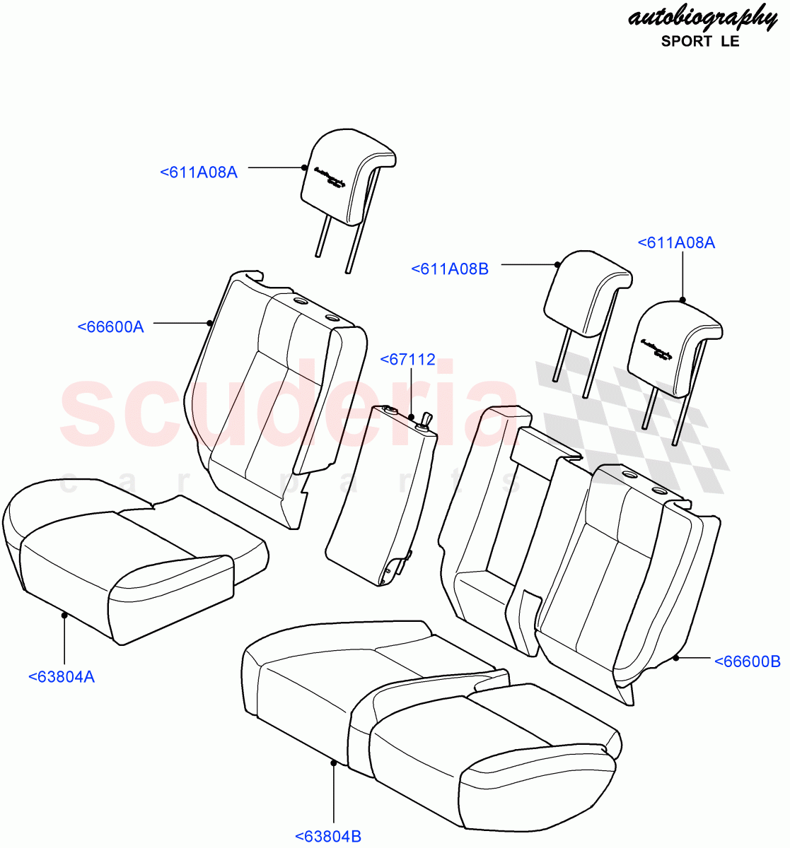 Rear Seat Covers (Autobiography Sport LE) (Windsor (M-L)) ((V) FROMCA000001) of Land Rover Land Rover Range Rover Sport (2010-2013) [3.6 V8 32V DOHC EFI Diesel]