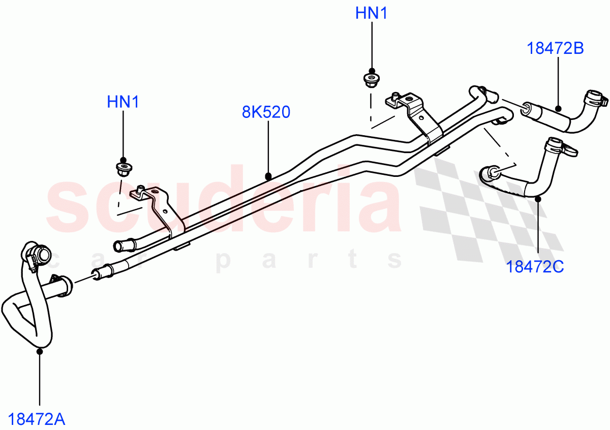 Heater Hoses (Rear) (Premium Air Conditioning-Front/Rear) ((V) FROMAA000001) of Land Rover Land Rover Range Rover (2010-2012) [5.0 OHC SGDI SC V8 Petrol]