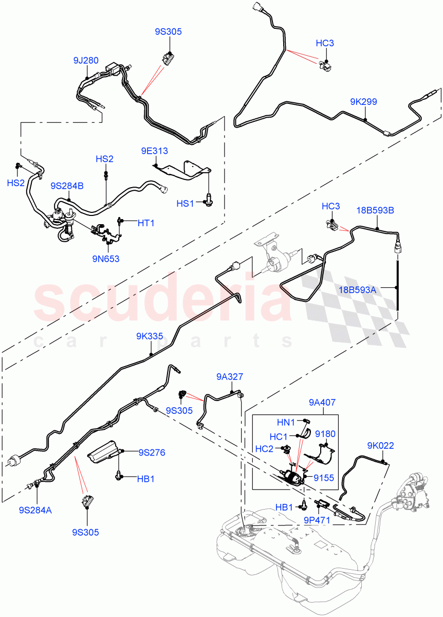 Fuel Lines (2.0L AJ20P4 Petrol E100 PTA, Halewood (UK), Pet Tank - Flex Fuel) ((V) FROMLH033495) of Land Rover Land Rover Range Rover Evoque (2019+) [2.0 Turbo Petrol AJ200P]