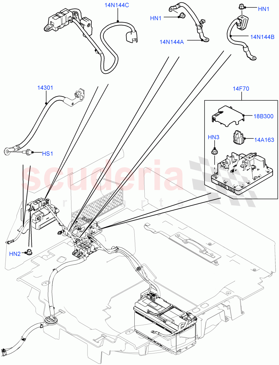 Battery Cables And Horn (Battery Cables) (Starter - Stop/Start System, Auxillary Battery 14AH B19) of Land Rover Land Rover Range Rover Sport (2014+) [3.0 DOHC GDI SC V6 Petrol]