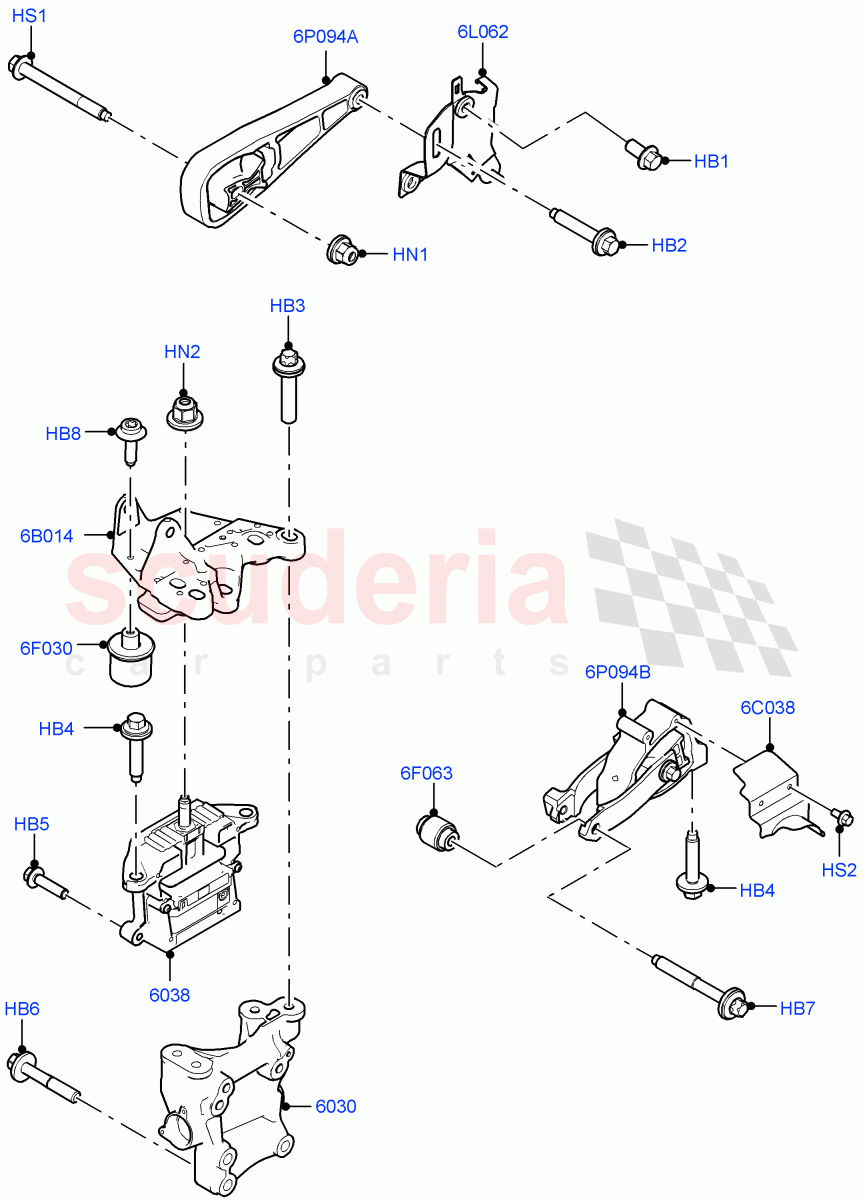 Engine Mounting (2.0L AJ20D4 Diesel LF PTA, Halewood (UK), 2.0L AJ20D4 Diesel Mid PTA, 2.0L AJ20D4 Diesel High PTA) ((V) FROMLH000001) of Land Rover Land Rover Discovery Sport (2015+) [2.2 Single Turbo Diesel]
