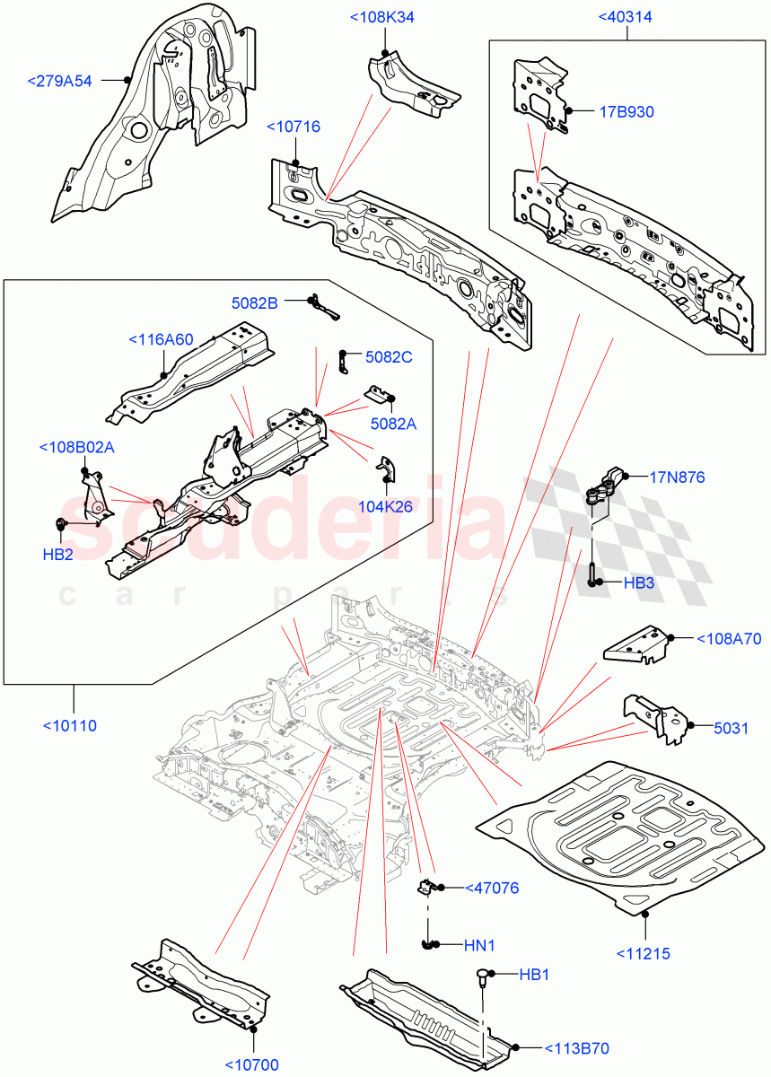Floor Pan - Centre And Rear (Standard Wheelbase) (Changsu (China)) of Land Rover Land Rover Range Rover Evoque (2019+) [2.0 Turbo Diesel AJ21D4]