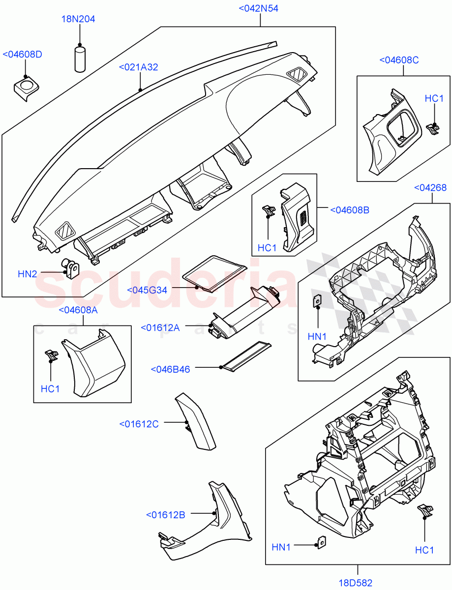 Instrument Panel (Upper) ((V) TO9A999999) of Land Rover Land Rover Range Rover Sport (2005-2009) [2.7 Diesel V6]