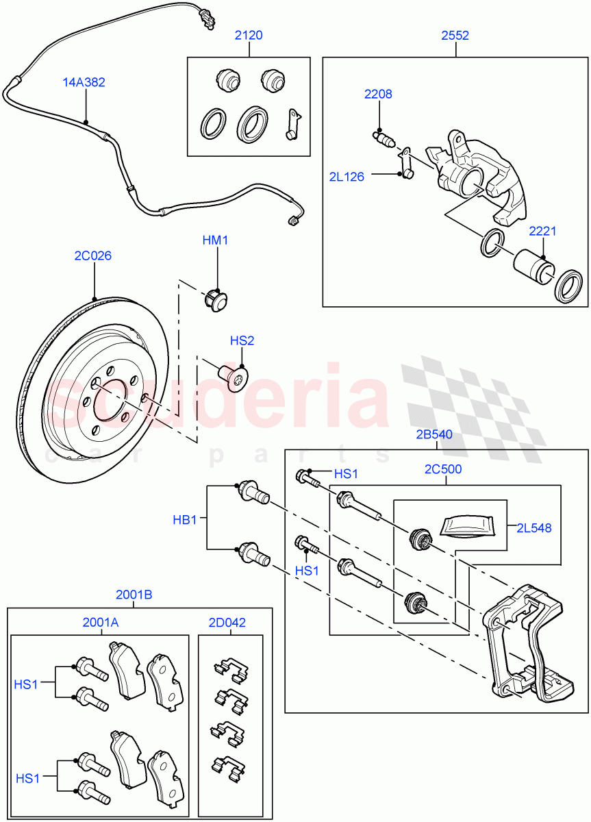 Rear Brake Discs And Calipers (3.0L 24V DOHC V6 TC Diesel, 5.0L OHC SGDI NA V8 Petrol - AJ133) ((V) FROMAA547441, (V) TOCA999999) of Land Rover Land Rover Discovery 4 (2010-2016) [2.7 Diesel V6]