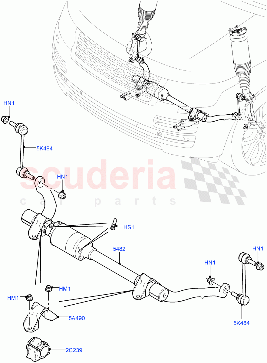 Front Cross Member & Stabilizer Bar (Active Stabilizer Bar) (5.0 Petrol AJ133 DOHC CDA, With ACE Suspension, 4.4L DOHC DITC V8 Diesel, 5.0L OHC SGDI SC V8 Petrol - AJ133) ((V) TOJA999999) of Land Rover Land Rover Range Rover (2012-2021) [3.0 Diesel 24V DOHC TC]