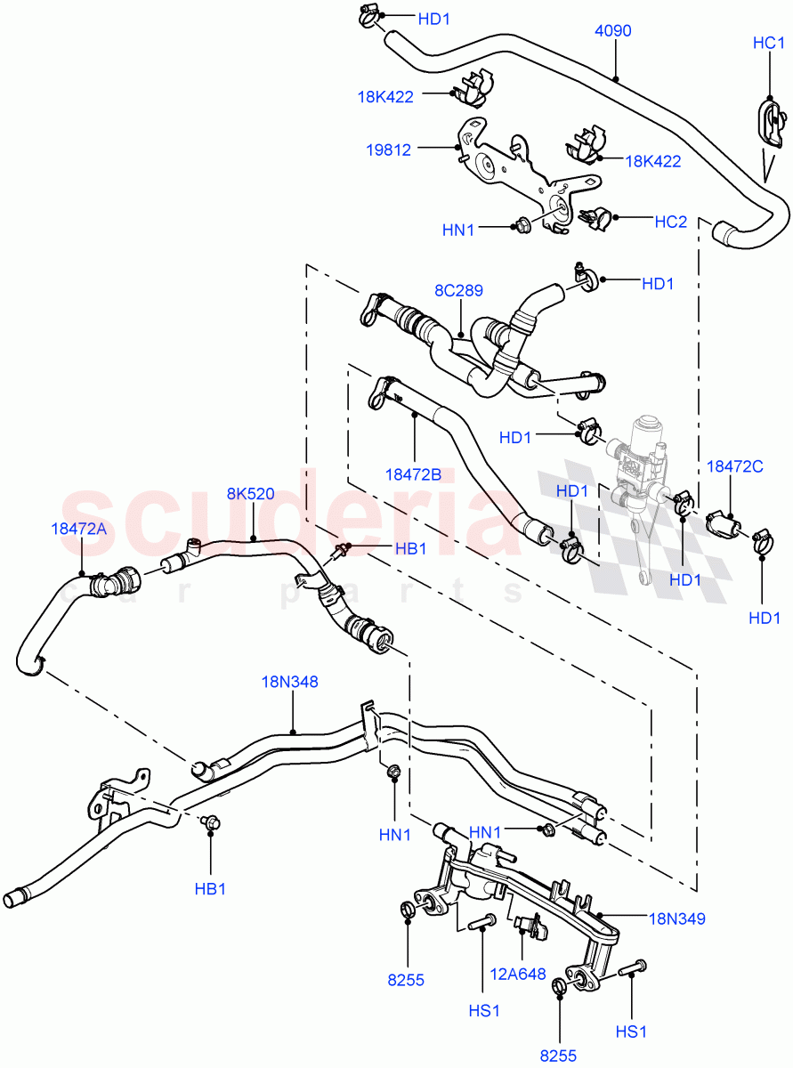 Heater Hoses (Front) (5.0L OHC SGDI NA V8 Petrol - AJ133, Premium Air Conditioning-Front/Rear, Park Heating With Remote Control, 5.0L OHC SGDI SC V8 Petrol - AJ133) ((V) FROMAA000001) of Land Rover Land Rover Range Rover (2010-2012) [5.0 OHC SGDI SC V8 Petrol]
