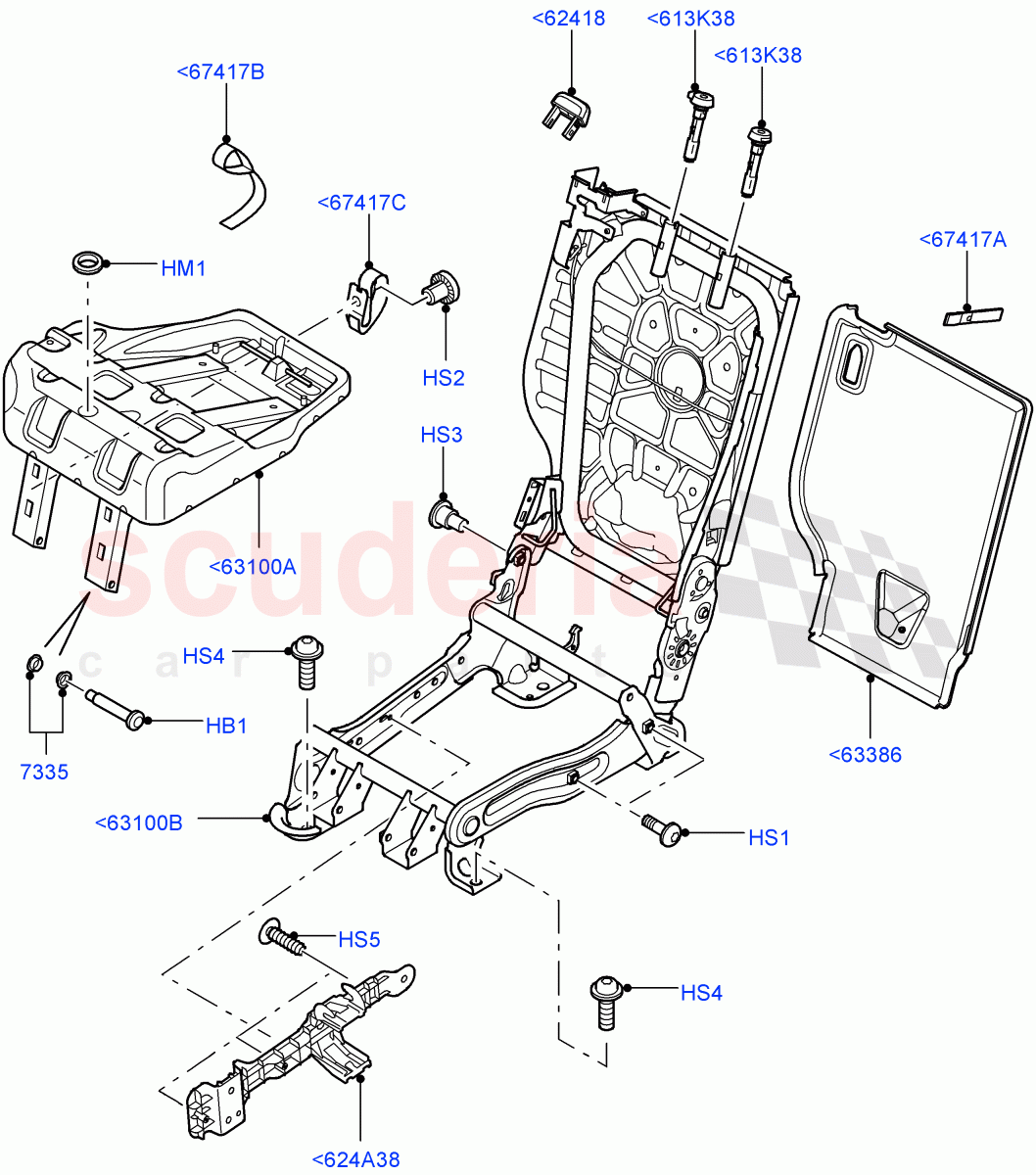 Rear Seat Frame (With 65/35 Split Fold Rear Seat) ((V) FROMAA000001) of Land Rover Land Rover Discovery 4 (2010-2016) [5.0 OHC SGDI NA V8 Petrol]
