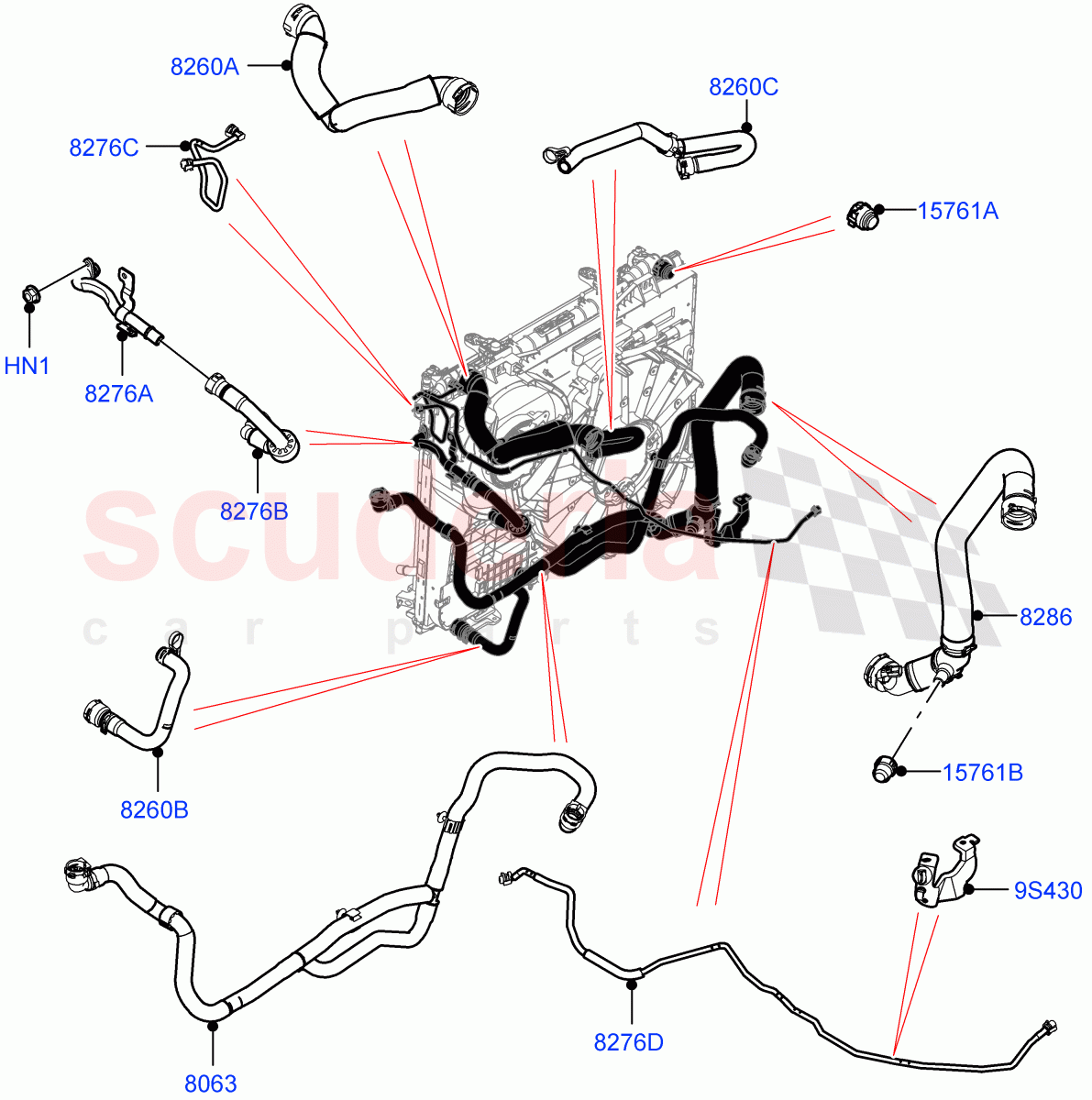 Cooling System Pipes And Hoses (Nitra Plant Build) (2.0L I4 High DOHC AJ200 Petrol, Less Engine Cooling System) ((V) TOL2999999) of Land Rover Land Rover Defender (2020+) [2.0 Turbo Petrol AJ200P]