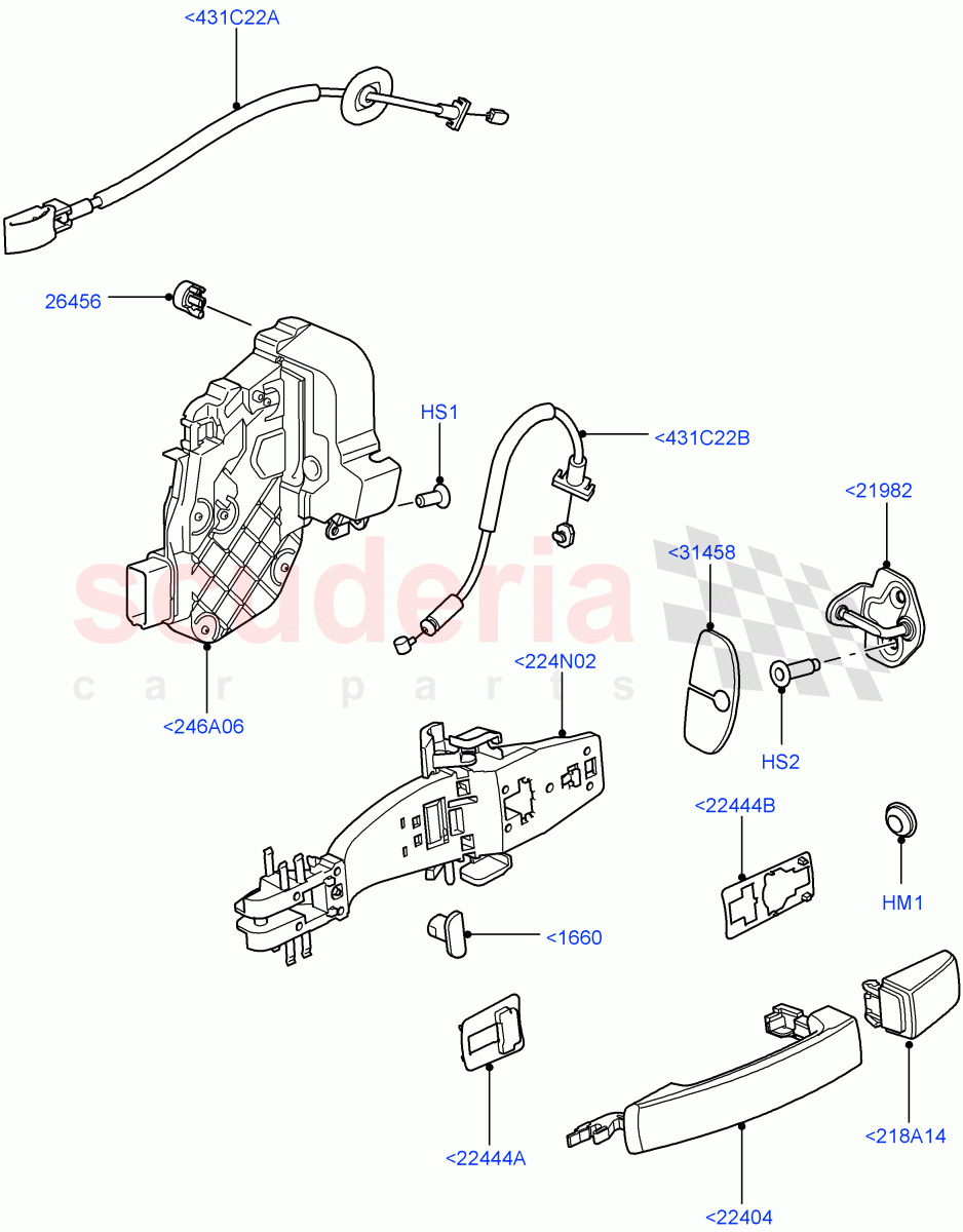 Rear Door Lock Controls ((V) TO9A999999) of Land Rover Land Rover Range Rover Sport (2005-2009) [4.4 AJ Petrol V8]